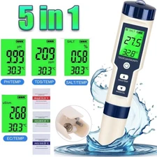 5 In 1 Digital Water Quality Tester Meter Tool PH/TDS/EC/Salinity/Temperature US