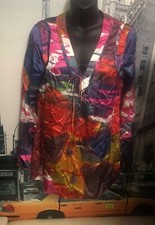 Tory Burch 100% Silk  Multicolor Abstract Print Lace-Up W/ Tassels Tunic  Sz 8