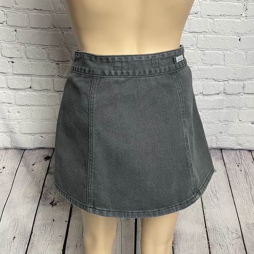 Brandy Melville Faded Black A-line Denim Mini Skirt Size 25 - Picture 6 of 11