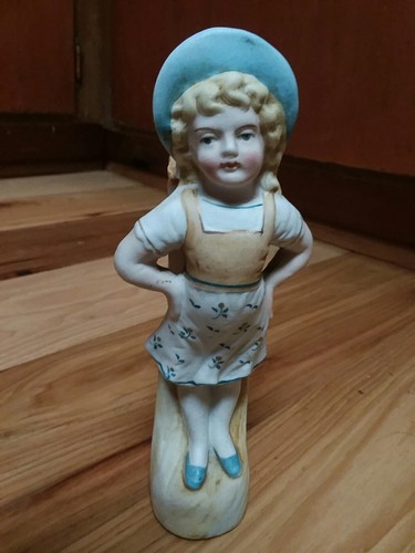 Sweet Girl Porcelain Bisque Match Stick Strike Holder Figurine Marked 1890 - Picture 3 of 12