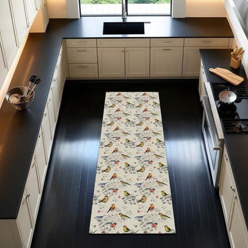 Birds Pattern Kitchen Runner Rug Hallway Bedside Carpet Dining Room Decor - Picture 1 of 3