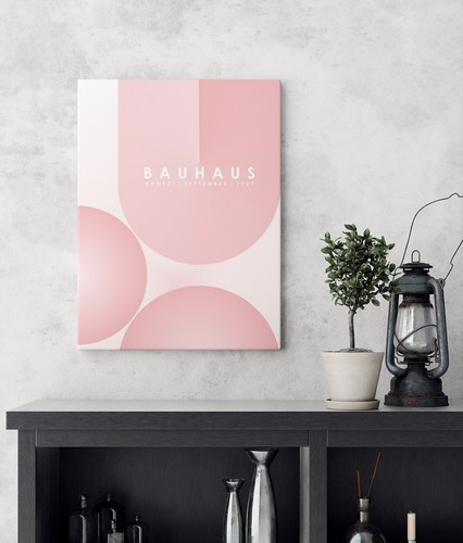 Quadro su tela Bauhaus astratto rosa arte moderna quadro da parete colorato arte quadro - Foto 4 di 7