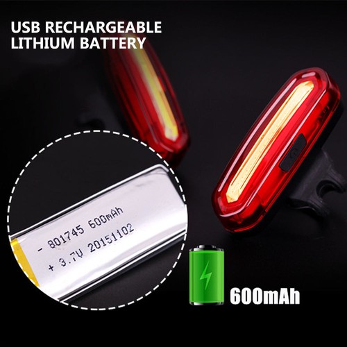USB Rechargeable LED Bicycle Cycling Tail Light Bike Rear Warning Light 6 Modes - Picture 2 of 12
