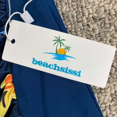 Beachsissi Swimsuit Womens Medium (8-10) Blue Floral One-Piece Padded Wide Strap - Picture 6 of 12