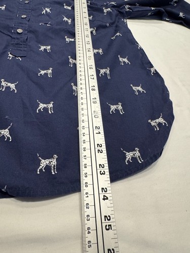 J.Crew Women's Dalmatian Print Classic Popover Top Blouse Size 2 Blue Collared - Picture 6 of 7