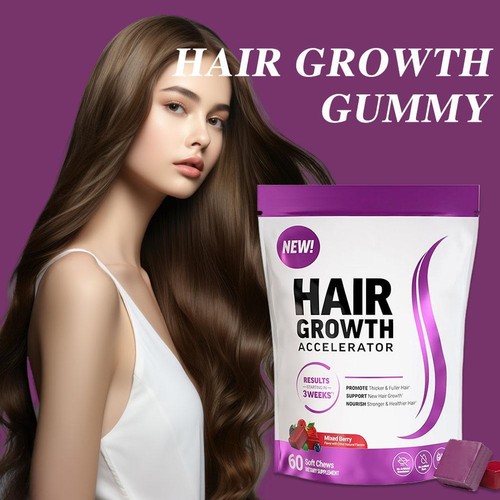 Factor de fuerza de vitamina para el crecimiento del cabello acelerador de crecimiento del cabello masticable suave para mujeres 1-5X- - Imagen 5 de 16