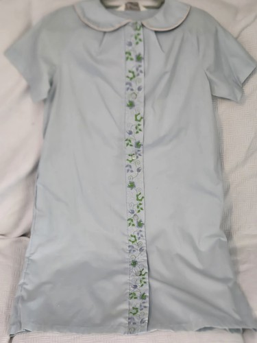 VTG Lisanne Distinctive Loungewear Lt. Blue Embroidered Nightgown House Dress L - Picture 14 of 17