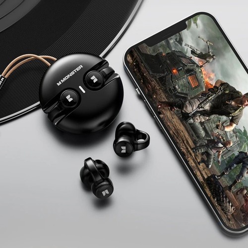 Monster EarClip AIRMARS 22Hrs Play, TWS Wireless BT 5.3 Earbuds Stereo HD Call - Picture 4 of 5