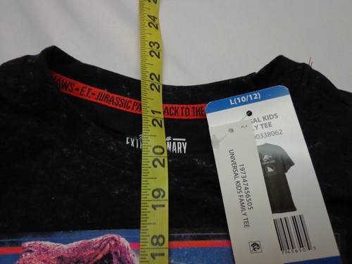 Universal Black Kids T Shirt Jaws ET Back To Future Jurassic Park Graphic Large - Picture 6 of 7