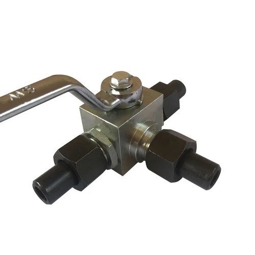 KHB3K Male Thread Two-position Three-way Hydraulic Ball Valve L Type M14x1.5 - Picture 6 of 7
