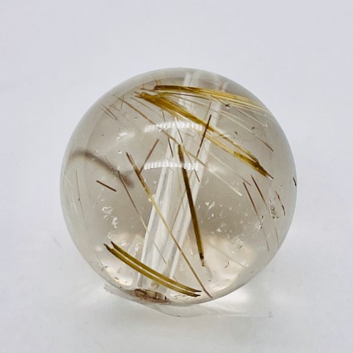 AAA Smokey Rutilated Quartz 15mm Bead | Gold Rutiles | 1 Bead | - Picture 7 of 11