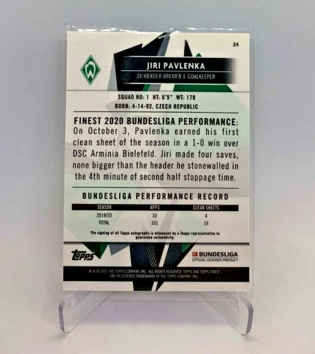 Soccer 2021 "JIRI PAVLENKA" Refractor Auto Topps Finest Bundesliga - Picture 2 of 2