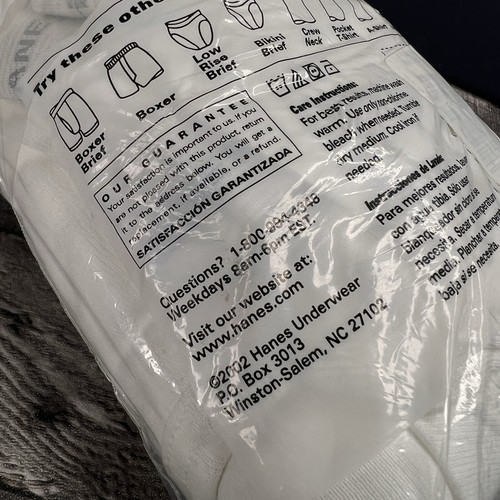 VINTAGE 2002 Hanes Mens Briefs White Underwear 6 Pairs Pack Size 40 XL Cotton - Picture 6 of 6