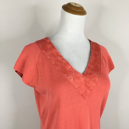 Maglione SHANGHAI TANG donna tg XS arancione misto seta maglia ricamo colletto - Foto 5 di 11