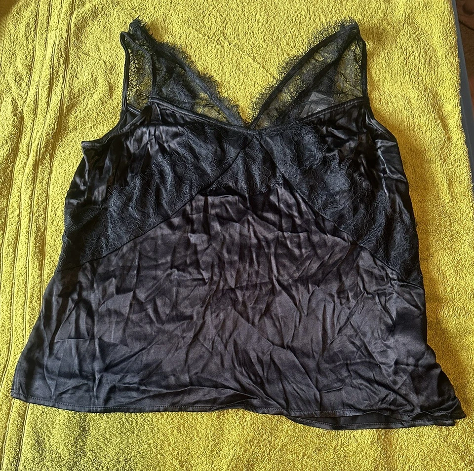 Mini Cami de Terciopelo Negro Satén y Encaje Talla 14 Foto 3 de 4