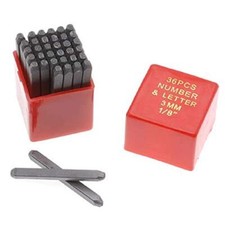 36pc 1/8" 3MM Letter  Number Stamp Punch Set Hardened Steel, Metal Wood