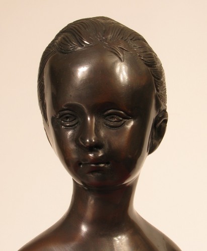 FABULOUS VINTAGE BRONZE ADORABLE YOUNG LADY VICTORIAN STYLE BUST SCULPTURE !! - Picture 2 of 3