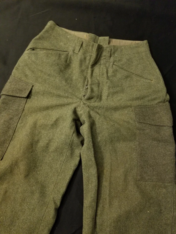 Pantalones de lana militares vintage 1941 Crown 102K Segunda Guerra Mundial ejército sueco pantalones carga 30 Foto 2 de 4