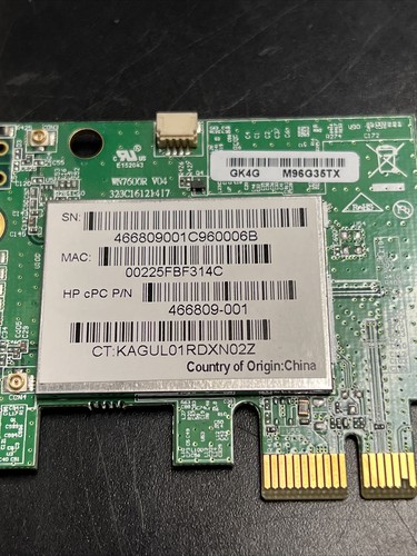 HP 466809-001 Wireless 802.11b/g/n WLAN PCIe Card - Picture 2 of 7