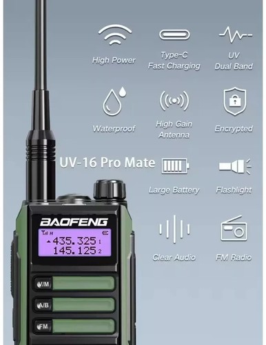 BAOFENG UV 16 WALKIE TALKIE PROFESSIONALE RICETRASMITTENTE RADIO DUAL BAND 2025 - Foto 15 di 15