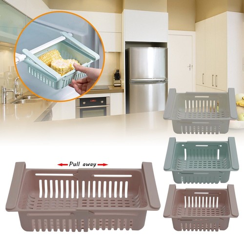 Kitchen Space Saver Storage Freezer Organizer Box Rack Holder Fridge Shelf IW - Picture 2 of 12