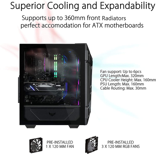 TUF Gaming GT301 Mid-Tower Compact Case for ATX Motherboards with Honeycomb Fron - Picture 3 of 5