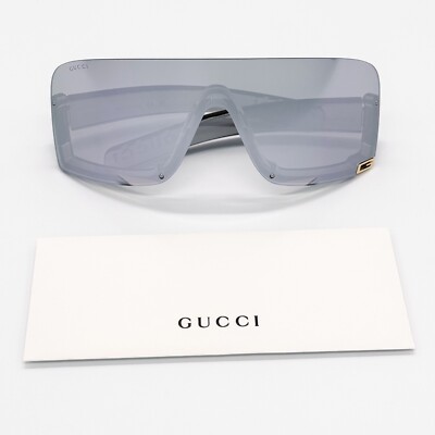 NEW GUCCI GG1637S 002 OVERSIZED SILVER MASK WOMEN SUNGLASSES