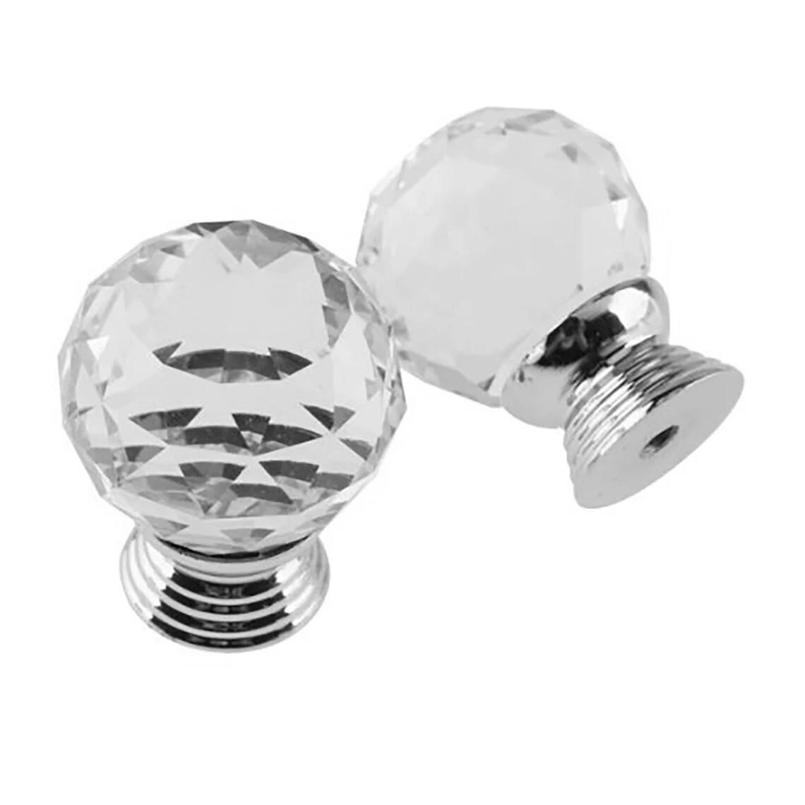 VDL 20mm Crystal Door Knob Diamond Round Furniture Cupboard 5