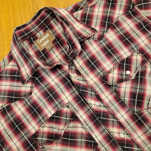 Cowboy Legend Pearl Snap Shirt Mens 2XL Short Sleeve DAMAGE On Collar - Picture 2 of 18