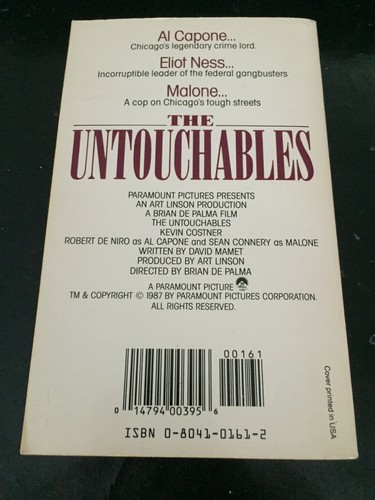 THE UNTOUCHABLES by Marvin Albert (Paperback, 1987) FIRST EDITION NOVELIZATION - Picture 2 of 2