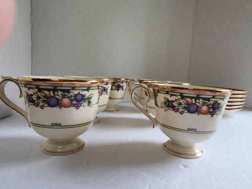 6 Lenox Tuscan Orchard Cups & Saucers 312268 Ambassador Collection - Picture 11 of 24