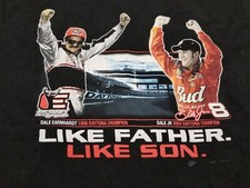 VINTAGE DALE EARNHART & DALE JR. LIKE FATHER LIKE SON RACING T-SHIRT SZ LARGE