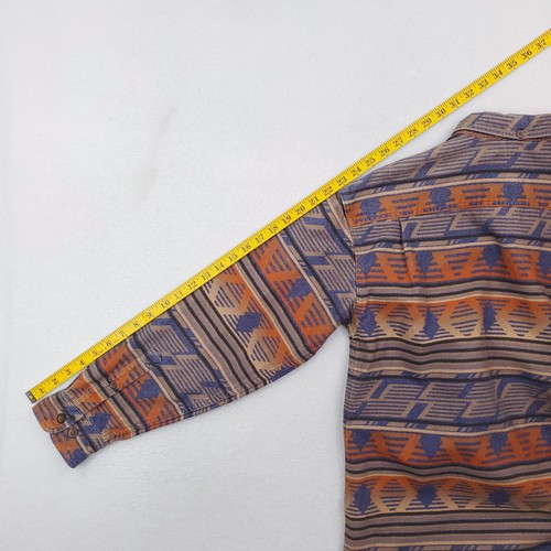Cabelas Shirt Mens Medium Blue Orange Flannel Navajo Aztec Southwestern Cowboy - Picture 11 of 13