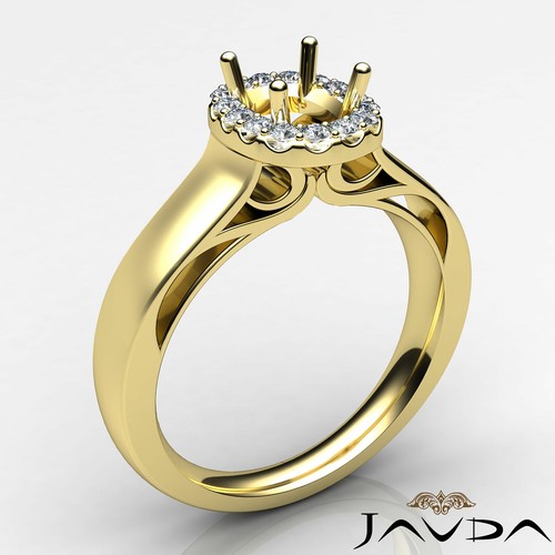 Halo Pave Set Filigree Cushion Diamond Women Engagement Semi Mount Ring 0.20Ct. - Picture 24 of 29