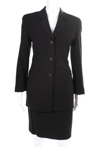 Louis-Feraud-Womens-Three-Button-Blazer-Skirt-Suit-Brown-Size-6