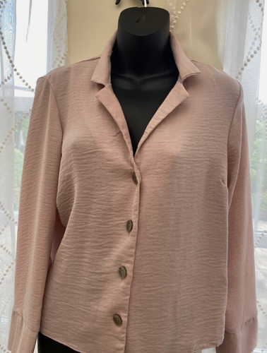 Gr. 10 weiches altrosa Top Bluse Schlitz Bündchen Detail New Look