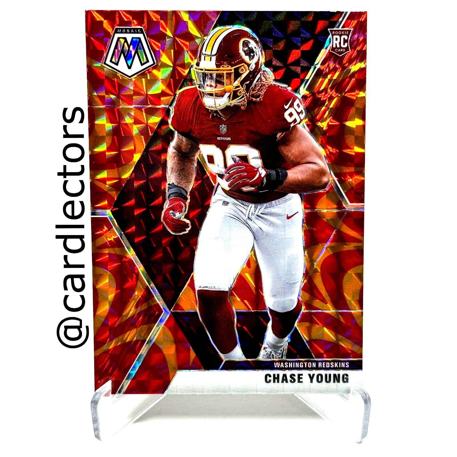 2020 Panini Mosaic Football CHASE YOUNG #202 Reactive Orange PRIZM Parallel SP