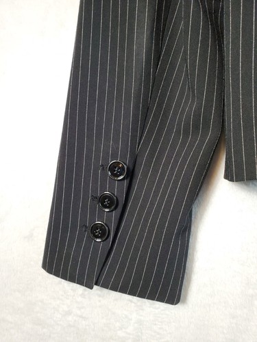 Body by Victoria Blazer Jacket Women Sz 10 Black Stripe Single Breasted 1 Button - Picture 10 of 10