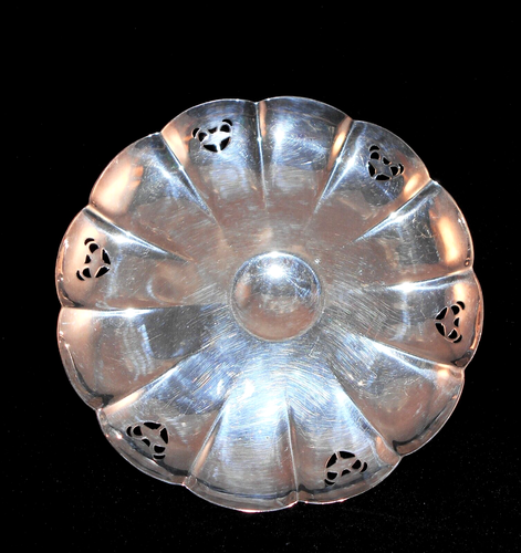 VINTAGE EPNS SILVERPLATE PIERCED CAKE STAND/COMPORT Crusader Plate C1940s - Picture 2 of 4