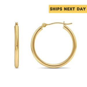 Solid 10K Gold Polished 2mm Round Hoop Earrings Solid 10K Gold Polished 2mm Round Hoop Earrings