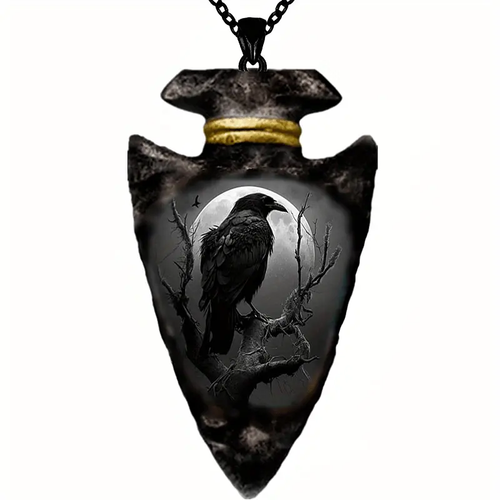 Raven Crow Arrow Head Necklace Native American Jewelry Nature Pendant - Picture 3 of 5