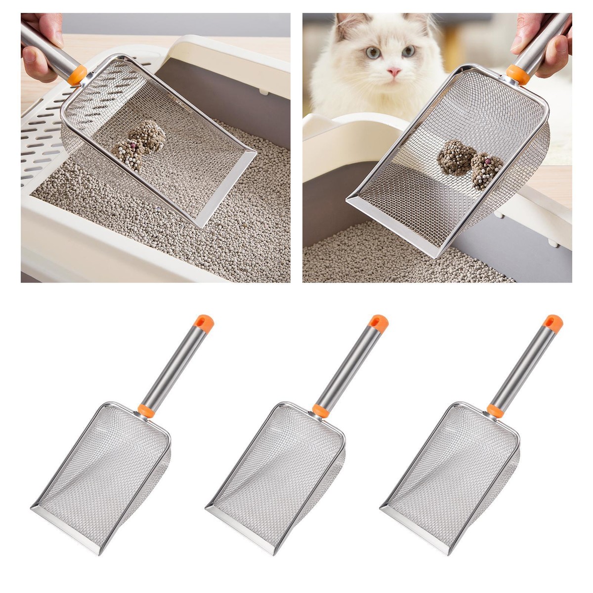 Cat Litter Scoop Fine Mesh Comfortable Gripping Kitty Litter Box - Main Image