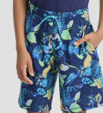 Boys' Hybrid Shorts All In Motion Target Blue/Pattern Drawstring UPF 50 XL 14