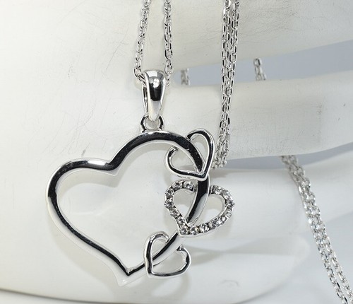 18K Rose / White Gold Filled Necklace made with Swarovski Crystal Birthday p9755 - Picture 4 of 12