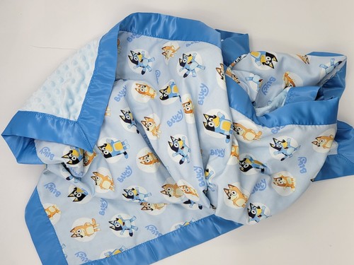 Beautiful Bluey & Friends Baby cotton Minky, satin binding blanket 30x 36. - Picture 2 of 8