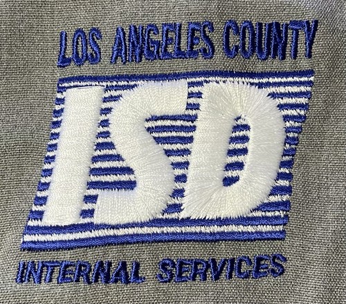 Nuova camicia LA County ISD Internal Services Utility bottoni davanti taglia 54/R XXL/R - Foto 7 di 12