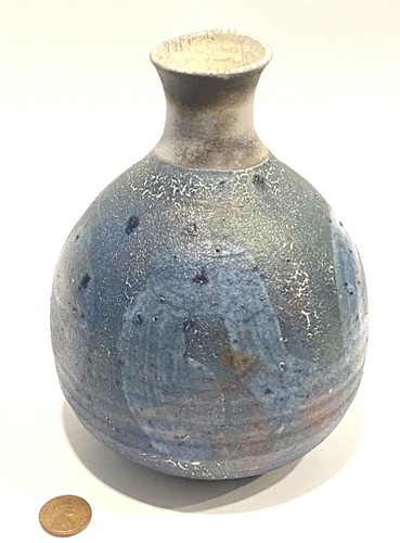 Hand Thrown Raku Pottery signed SF - Picture 2 of 4