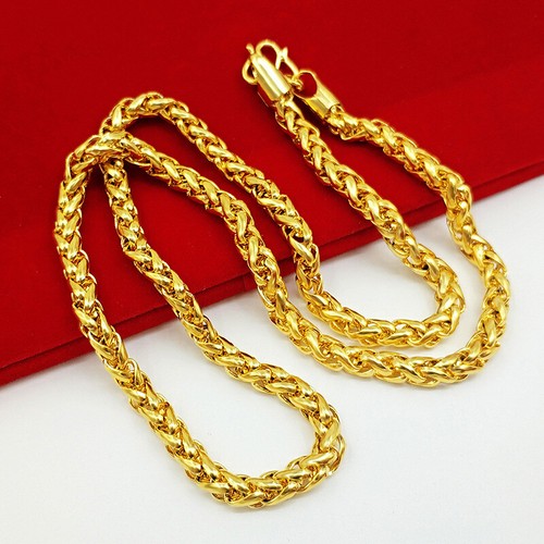 Men 24K Yellow Gold Plated 6mm 24" Fashion Hollow Thai Chains Necklace 55g - Picture 2 of 8