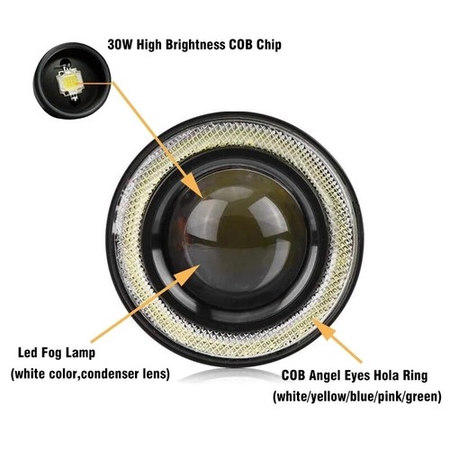 2x LED Nebel leichte Scheinwerfer Lampe DRL Halo Ring Antrieblichter - Picture 4 of 11