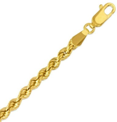 14K Gold Rope Chain Necklace Men's/ Women's 5mm 22"-30 ...